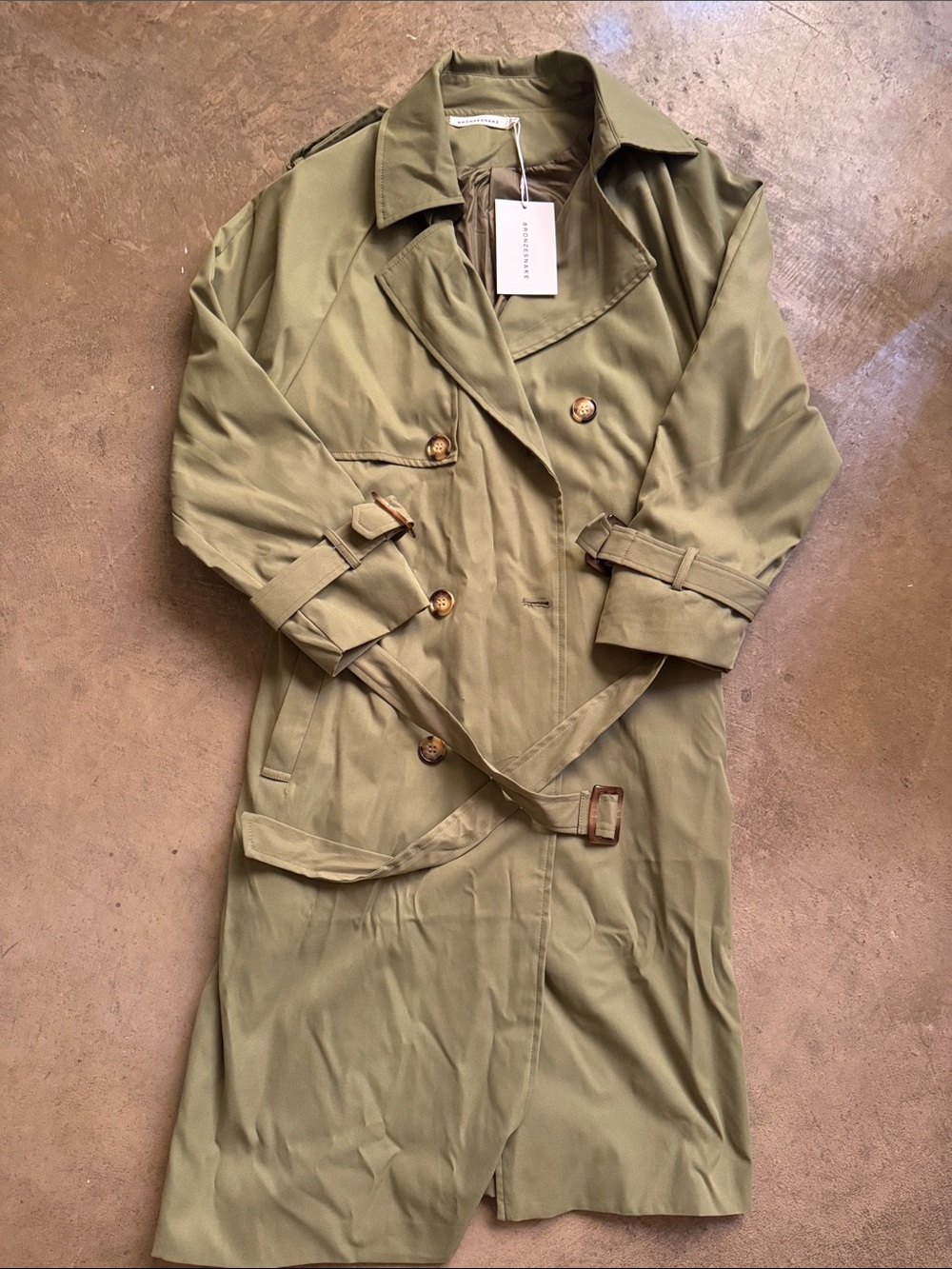 BRONZE SNAKE Women’s Olive Trench Coat NEW with tag size M